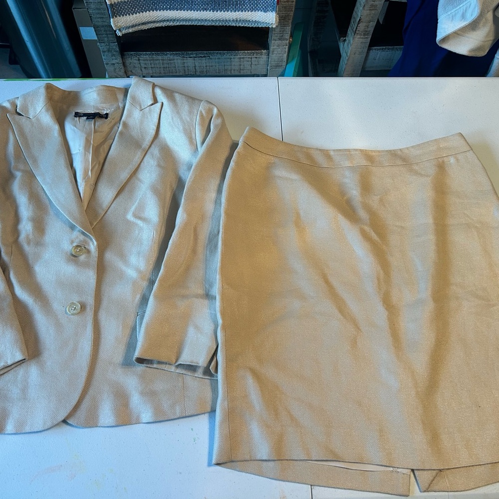 Brooks Brothers Tan Pencil Skirt and Jacket ( Knee-length Work)